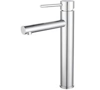 VALAZ Rubinetto Bagno Lavabo Alto Cromato | Apertura a Freddo, Miscelatore Lavabo Bagno Acqua Fredda e Calda, Risparmio Acqua | Installazione Facile | Ottone, Inossidabile, Elegante, Serie Nansa