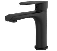 VALAZ Rubinetto Bagno Lavabo Nero Opaco | Miscelatore Lavabo Bagno Acqua Fredda e Calda, Risparmio Acqua | Installazione Facile e Veloce | Ottone, Inossidabile, Elegante, Rotondo, Serie Turia