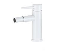 VALAZ Rubinetto bide monocomando rotondo bianco con beccuccio curvo miscelatore acqua fredda e calda in ottone Serie Jabalon