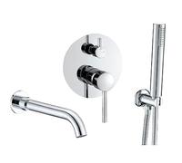 VALAZ Rubinetto per Vasca e Doccia Cromato | Miscelatore Acqua Calda e Fredda, Risparmio Idrico | Installazione Facile e Veloce | Rubinetto per Doccia Acciaio Inox, Rotondo, Serie Jucar