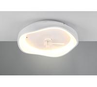 VALBO PLAFONIERA LED FORMA ORGANICA BIANCA CON VENTILATORE CON VENTOLA CON FUNZIONE INVERSIONE ROTAZIONE X FUNZIONE INVERNALE CON TELECOMANDO MULTIFUNZIONE REGOLAZIONE INTENSITA' E TIMER CON MOTORE DC