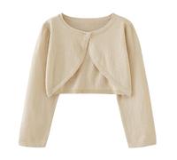 Valcatch Ragazze Cardigan Lavorato A Maglia Bambini Manica Lunga Scrollata di Spalle Cotone Un Bottone Bolero Maglione Vestito Bambino Cappotto Maglieria per Festa di Nozze Balletto età 2-10 Anni