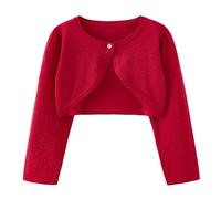 Valcatch Ragazze Cardigan Lavorato A Maglia Bambini Manica Lunga Scrollata di Spalle Cotone Un Bottone Bolero Maglione Vestito Bambino Cappotto Maglieria per Festa di Nozze Balletto età 2-10 Anni