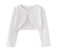 Valcatch Ragazze Cardigan Lavorato A Maglia Bambini Manica Lunga Scrollata di Spalle Cotone Un Bottone Bolero Maglione Vestito Bambino Cappotto Maglieria per Festa di Nozze Balletto età 2-10 Anni