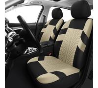 Valcla Coprisedili Auto per Suzuki Kizashi 2010-2024, 5 Posti Copri Sedile Universali Anteriore e Posteriore Impermeabili Antiscivolo, Accessori Protezione,E Beige