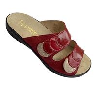 VALDADIGE CIABATTE Comfort DONNA sandali in pelle Tylor con doppio strappo e plantare sanitarie produzione qualità EU (rosso naplac, Sistema Taglie Calzature EU, Adulto, Donna, Numero, Media, 40)