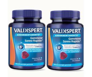 Valdispert Gommose Sonno Rapido, 120 Pastiglie Gommose per Dormire con Melatonina e Vitamina B6, Gusto Fragola, Senza Glutine e Senza Lattosio, 2 Confezioni da 60 Caramelle
