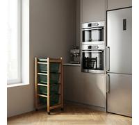 Valdomo Ercolino Carrello Portatutto da Cucina, Legno, Noce/Verde Scuro, 37x30x85 cm