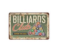 Vale la pena collezionare Targa in latta vintage Biliardo Piscina Snooker Club - Decorazione da parete Targa in metallo Poster di film Home Bar Cafe Club Giardino Fattoria Garage Decorazione 12"×8"