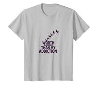 Vale più della mia Ispirazione per Il Recupero delle dipendenze Maglietta, Bambini, Argento, 8 Anni