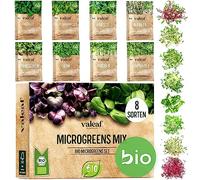 valeaf BIO Microgreens Set I 8 tipi di semi germinali con semi germinali e semi in microgreen, inclusi semi di erba medica, set di semi di erba medica, kit microgreens per germogli