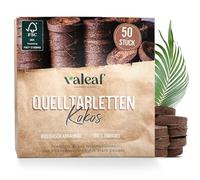 valeaf Pastiglie di Cocco, 50 Pezzi - Terriccio di Cocco Senza Torba con concime Iniziale, terriccio Ideale per la Coltivazione di talee per Un Facile radicamento
