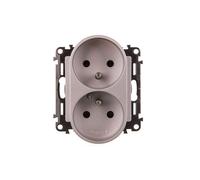 VALENA LIFE Presa doppia 2P+Z con coperchio in alluminio 753390