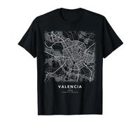 Valencia Mappa Città Spagna Strade e Coordinate Maglietta