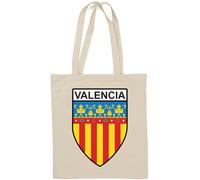 Valencia Shield Graphic - Borsa tote in cotone naturale, colore: Bianco