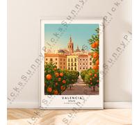 Valencia Spagna Illustrazione Stampa Muro Decoro Poster Regalo senza Cornice