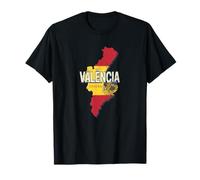 Valencia Spagna Mappa retrò Vintage Paella Souvenir Maglietta