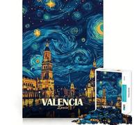 Valencia,Spagna - Puzzle artistico Notte stellata,1000 pezzi,gioco per lo sviluppo delle capacità cognitive,superficie liscia e priva di sbavature,rilassante attività di gruppo al chiuso (50x75cm)