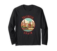Valencia Spagna Retro Distressed Circle Maglia a Manica