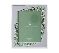 Valenti&Co - Cornice Portafoto in Argento Ideale Come Regalo per la Promessa di Matrimonio, con Dettagli Verdi (13x18 cm)