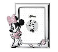 VALENTI & CO. Disney Baby - Minnie Mouse - Idea Regalo Cornice per Foto in Argento da Tavolo o Comodino per la Cameretta della Bambina con dettagli colorati e a forma di caramella