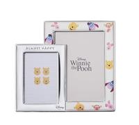 VALENTI & CO. Disney Baby - Winnie The Pooh - Cornice Porta Foto Doppia da Tavolo, in Argento, Idea Regalo Bambino o Neonato per Battesimo o Compleanno
