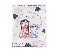 VALENTI & CO. - Disney Lilo e Stitch - Quadro in legno stampato 20x25 cm con dettagli in argento - Decorazioni da parete, Idea Regalo neonato o Regalo Battesimo per cameretta bambini