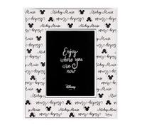 VALENTI & CO. - Disney Mickey e Minnie - Cornice legno 15x20 cm - Portafoto da tavolo con dettagli in argento - Idea Regalo Neonato o Regalo Battesimo - Cornice foto per cameretta bambini