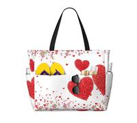 Valentine Borsa da spiaggia colorata da donna, a forma di cuore, impermeabile, con cerniera, leggera, per la notte, per lo shopping, il nuoto, idea regalo per le vacanze estive