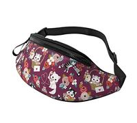 Valentine Cats And Flowers Borsa a tracolla Runner Piccola Corsa Sport Sottile Alla moda Per Jogging Escursionismo Donna