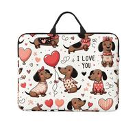 Valentine-Cute-Dachshund - Custodia per computer portatile da 14 pollici, con chiusura a cerniera