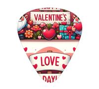 Valentine-Cute-Gnomes-Cartoon - Confezione da 12 plettri per chitarra con 3 spessori e scatola portaoggetti, plettri in ABS per basso elettrico