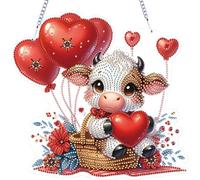 Valentine Day Theme DIY Hanging Diamond Art Kits Special Shape Rhinestone Window Pendants Double Sided Print Single Side Drill Diamond Art Pendant Window Hanging Arts for Home Decor