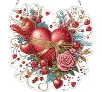 Valentine Day Theme DIY Hanging Diamond Art Kits Special Shape Rhinestone Window Pendants Double Sided Print Single Side Drill Diamond Art Pendant Window Hanging Arts for Home Decor