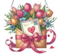 Valentine Day Theme DIY Hanging Diamond Art Kits Special Shape Rhinestone Window Pendants Double Sided Print Single Side Drill Diamond Art Pendant Window Hanging Arts for Home Decor