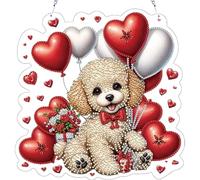 Valentine Day Theme DIY Hanging Diamond Art Kits Special Shape Rhinestone Window Pendants Double Sided Print Single Side Drill Diamond Art Pendant Window Hanging Arts for Home Decor