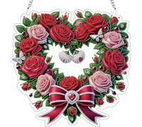 Valentine Day Theme DIY Hanging Diamond Art Kits Special Shape Rhinestone Window Pendants Double Sided Print Single Side Drill Diamond Art Pendant Window Hanging Arts for Home Decor