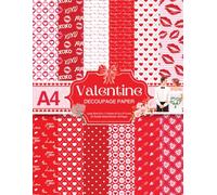 Valentine Decoupage Paper: Scrapbook Paper 8.5 x 11 Valentine | Romantic Double-Sided Patterns Featuring XOXO and Kisses | Perfect for DIY Crafts, Card Making, and Decoupage Projects