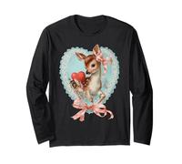 Valentine Deer Estetica con Cuore Vintage Animal Coquette Maglia a Manica