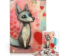 Valentine Grey Fox innamorato Puzzle da 1000 pezzi per adulti Giochi educativi Decorazione della casa Regalo di compleanno, regali, arte murale 38x26cm