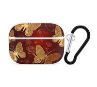 Valentine Hearts Golden Butterfly AirPod Pro, cover rigida antigraffio in PC con portachiavi, accessorio per AirPod Pro 2°/1° custodia per donne e uomini, stile bianco