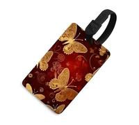Valentine Hearts Golden Butterfly Etichette per bagagli con carta d'identità, etichette resistenti per borse da viaggio, etichette impermeabili per valigie, zaini e custodie da viaggio, stile nero