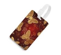 Valentine Hearts Golden Butterfly Etichette per bagagli con carta d'identità, etichette resistenti per borse da viaggio, etichette impermeabili per valigie, zaini e custodie da viaggio, stile bianco