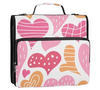 Valentine Hearts Peach Red 3,8 cm 3 anelli organizzatore ufficio raccoglitore con tracolla tasche multiple portfolio portatile adatto per la scuola media