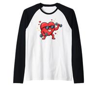 Valentine Lifting Cuore Palestra Divertente Allenamento Maglia con Maniche Raglan
