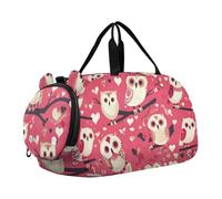 Valentine Owls Lovely Peach - Borsone da palestra per ragazze, con scomparto per scarpe, multifunzionale, borsa da weekender, per spiaggia, nuoto, piscina, sport
