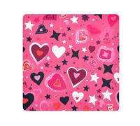 Valentine - Panno adesivo per fotocamera, motivo cuori rosa, quadrati, magici, autoadesivi, per obiettivo della fotocamera, protezione antigraffio per obiettivi, borsa per il trucco, 35,1 x 35,1 cm,