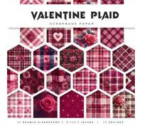 Valentine Plaid Scrapbook Paper: Romantic Rose Plaid Patterns in Dark & Bright Pink for Journals, Crafts & Valentine DIY