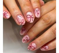 Valentine Press On Nails Mandorla Unghie Finte Disegni Lucidi Falsi Coperture Piene Acrilico Artificiale 24pcs 12 Dimensioni Chiodo Falso