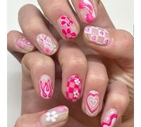 Valentine Press On Nails Mandorle Unghie Artificiali Design Lucido Unghie Finte Coperture Complete Chiodi Acrilici Artificiali 24 Pezzi 12 Misure